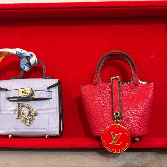 Leather Bag Charm Bag! LV red zipper pull reimagined charm - Picture 2 of 5